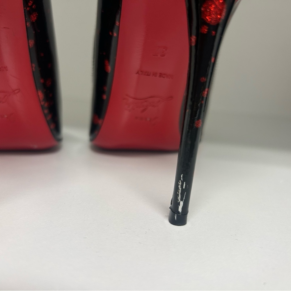 Christian Louboutin Pigalle Follies Black Patent sz 37 red black w box 100mm - Picture 4 of 15